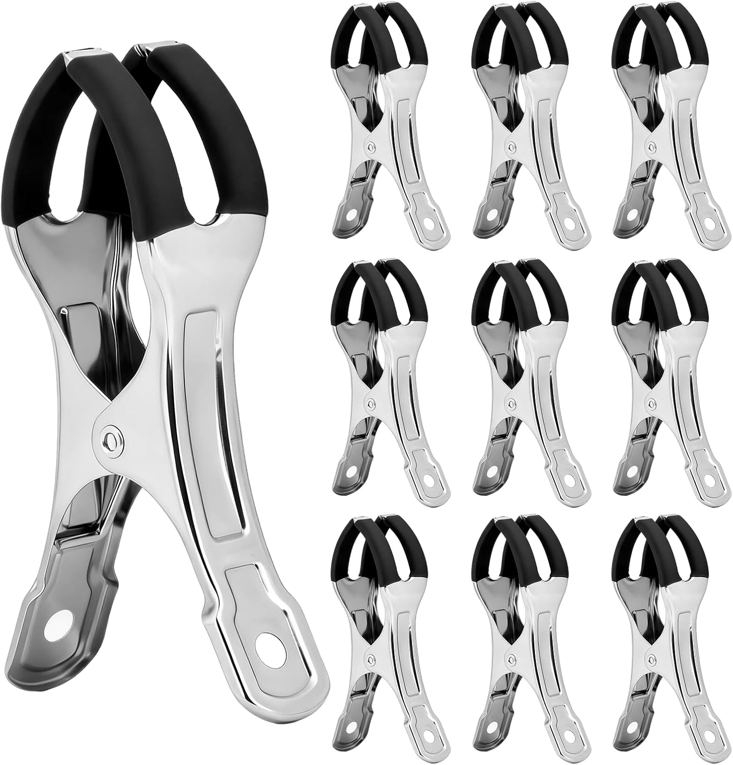 10 Pack Large Clothespins, 4.33*2.36 Inch Heavy Duty Metal Spring Clips, Windproof Strong Grip Beach Towel Clips, Multi-Purpose for Outdoor Clothesline, Beach Chairs, Tablecloths and Laundry