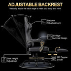Ergonomic Gaming Chair with Retractable Footrest, High Back Video Game Chairs Computer Gaming Chairs with Headrest and Lumbar Support 400 lbs Linked Armrests Adult Chair (Black)
