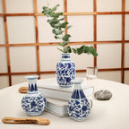 Yesland Small Blue and White Porcelain Vases Set of 3, 5 Inch Tall Mini Vintage Vase Chinoiserie Vases, Classic Decorative Bud Vases for Farmhouse Table Centerpiece, Flower Decor
