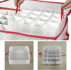 Sattiyrch Plastic Christmas Ornament Storage Box with Trays,Customizable Dividers, Dust-Proof Durable Ornament Organizer Holder,Christmas Storage Containers,Holds 128 x 3 Ornaments
