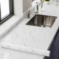 Abyssaly Marble Contact Paper for Countertops, White Gray Faux Marble Wallpaper Peel and Stick, Self Adhesive Removable Waterproof Wall Paper for Kitchen Backsplash 23.6" x 393.7"