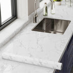 Abyssaly Marble Contact Paper for Countertops, White Gray Faux Marble Wallpaper Peel and Stick, Self Adhesive Removable Waterproof Wall Paper for Kitchen Backsplash 23.6" x 393.7"