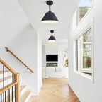 11 Inch Black Pendant Lights Kitchen Island, Modern Farmhouse Light Fixtures with Cone Shade, Adjustable Vintage Industrial Pendant Light for Foyer Hallway Bedroom Dining Room Bar Barn