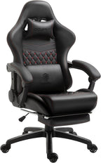Dowinx Gaming Chair Big and Tall, Ergonomic PC Gaming Chair with Footrest & Massage, Racing Style Reclining Computer Chair for Adults, 400LBS Capacity - Heavy Duty Gamer Chair (Black)