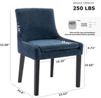 COLAMY Modern Dining Chairs Set of 2, Upholstered Accent Side Leisure Chairs with Mid Back and Wood Legs for Living Room/Dining Room-Blue