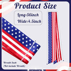 VitalCozy 2 Pcs Wreath Sash for Front Door Wreath Sash Garland Ribbon Accessories for Embroidery Monogram Outdoor Indoor Xmas Party Yard Doorway 4.5" W x 56" L(Red and Blue,Patriotic)