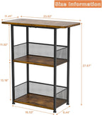 Eyteenokk Freestanding Wine Rack,3-Tier Small Mini Bar Table Liquor Cabinet with T-Shaped Countertop,Rustic Wood Metal Floor Wine Bottle Storage Stand for Home Bar Corner-23.62 x 9.44 x 27.67inches