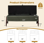 48" Ottoman with Storage,Storage Ottoman Bench with Hinge, Upholstered Entryway Bench with Seating for Bedroom, Living Room, Green
