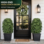 Artificial Topiary Trees, Set of 2 Faux Boxwood Topiary Ball Tree | UV Resistant, Indoor Outdoor, Front Porch Decor, Garden Yard & Balcony