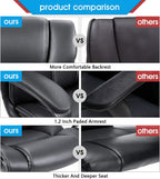 Furmax Mid Back Executive Office Chair Swivel Computer Task Chair with Armrests,Ergonomic Leather-Padded Desk Chair with Lumbar Support