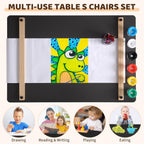 4-in-1 Kids Art Table and Chair Set, Wood Toddler Activity Desk with Large Storage Cabinet, Versatile for Drawing, Painting, Writing, Craft, Reading, and Play – Ideal for Children Ages 2-12