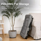 Grezone Folding Comfy Saucer Chair,Soft Faux Portable Folding Bedroom Chair for Bedroom, Dorm Rooms, Apartments, Lounging, Garden,Grey