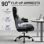 AreShark Ergonomic Office Chair with High Back Headrest,PU Leather Executive Desk Chair Padded Flip-Up Armrests,Lumbar Support,Swivel Computer Chair for Home Office & Gaming,Black