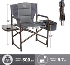 Timber Ridge Folding Camping Chair with Cooler Bag, Director Chair Foldable with Side Table for Adults, Camp Chairs for Outdoor, Lawn, Sports, Fishing, Heavy Duty Supports 300lbs, Grey-2 Pack