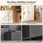 39"W Modern Buffet Cabinet with 3 Doors, Modular Sideboard Cabinet with Baseboard Design & Adjustable Shelves, Sturdy Coffee Bar Storage Credenza for Dining Room, Living Room (Vintage White)