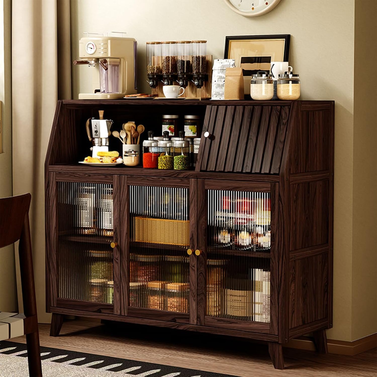 Storage Cabinet with Drawer - Tall Freestanding Kitchen Pantry Cupboard for Dining Room and Living Room, Assembly Required