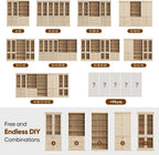 70.8" Tall Kitchen Pantry Cabinet with Doors, Farmhouse Modular Storage Cabinet with 4-Tier Adjustable Shelves, Large Storage Cabinet for Kitchen or Living Room, Set of 3, Brown
