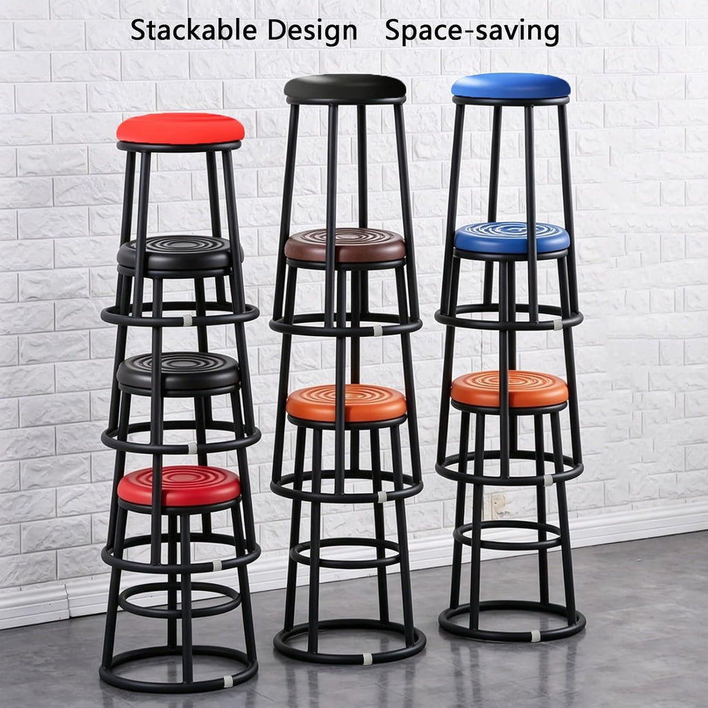 Backless Counter Height Bar Stools, Office Three-Ring High Chair, High Barstools, Comfortable Upholstered, for Dining Room, Kitchen, Bar(Orange,78cm/31in)