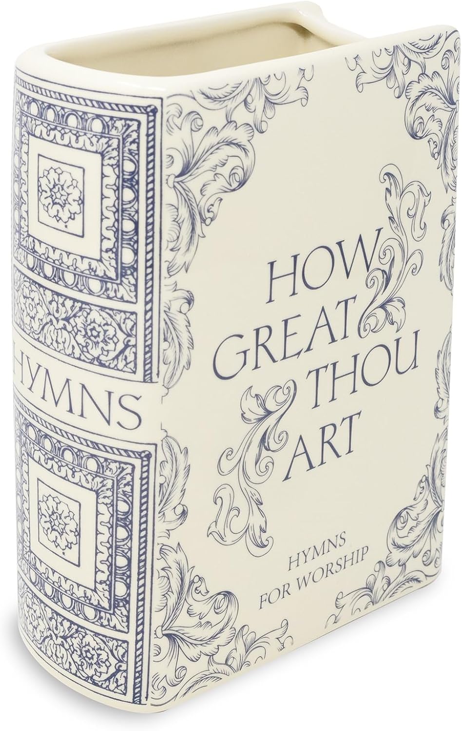 Steel Mill & Co Original Book-Shaped Decorative Vase, Ceramic Vases for Home Decor, Cute Christian Bookshelf Decor, Unique Vase for Book Lovers (Large - Hymnal)