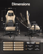 AutoFull C3 Gaming Chair, Racing Style Gaming Chair with Ergonomic Lumbar Support,Adjustable High Back PU Leather PC Chair with Footrest,Brown