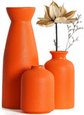 CEMABT Ceramic Orange Vases Set of 3 Small Flower Vases for Decor, Modern Rustic Farmhouse Home Decor, Decorative Vases for Pampas Grass,Idea Shelf,Table,Bookshelf,Entryway- Distressed Decor