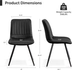Black Dining Chairs Set of 4, Dining Chairs with Thick Cushions, PU Leather Upholstered Kitchen Dining Room Chairs with Metal Legs for Dining Living Room