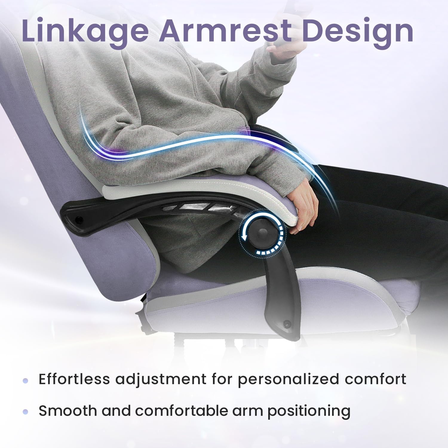 N-GEN GAMING Gaming Chair Video Game Computer Office Desk Use Ergonomic Reclining Backrest Adjustable Armrests Lumbar Support Footrest High Density Foam Breathable Fabric Heavy Duty Base (Purple)