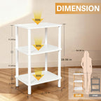 YGYQZ 3 Tier White Side Table ，Small End Table with Solid Wood Legs，28' Tall Bedside Table with Storage Shelf，Nightstand for Small Spaces，Living Room,Bedroom，Bathroom,No Tool Installation