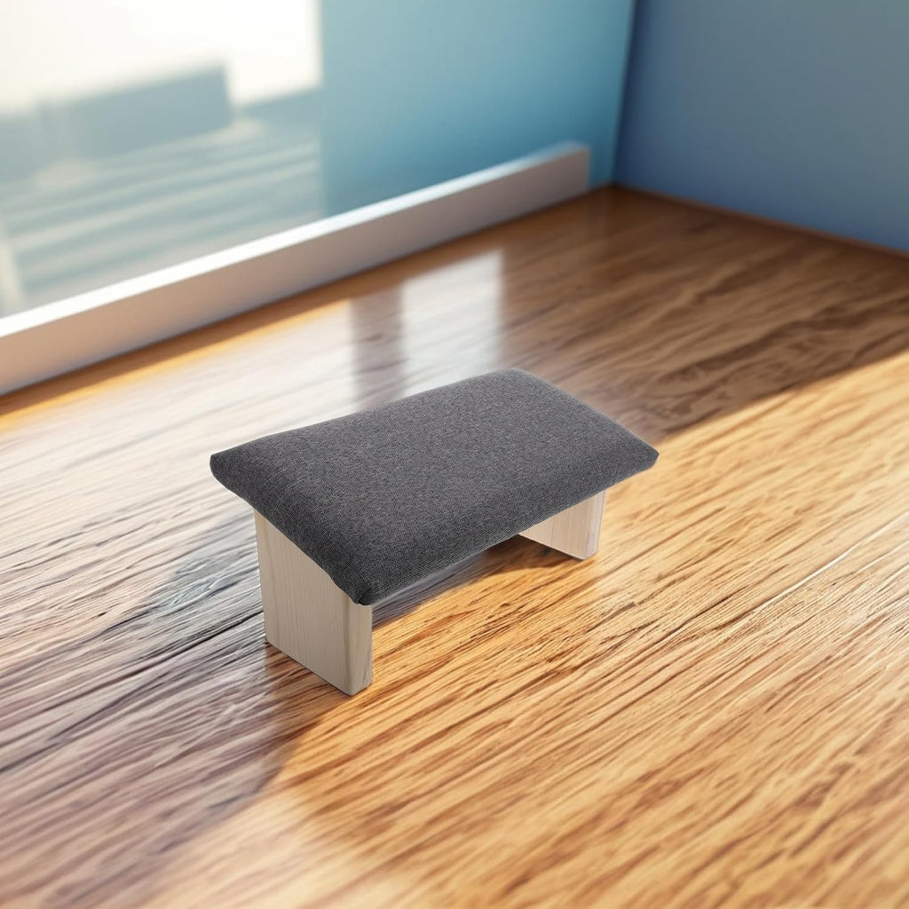 PartyKindom Foldable Wooden Bench Prayer Stool with Ergonomic Seat, Deep Gray Folding Chair, Zen, and Travel