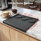 Espresso Tamping Mat, 90° Corner Silicone Coffee Bar Mat for 51/54/58mm Portafilters, Drawer-Friendly Tamper Mat with Tamper, Distributor & Puck Screen Slots, Countertop Protector, Black