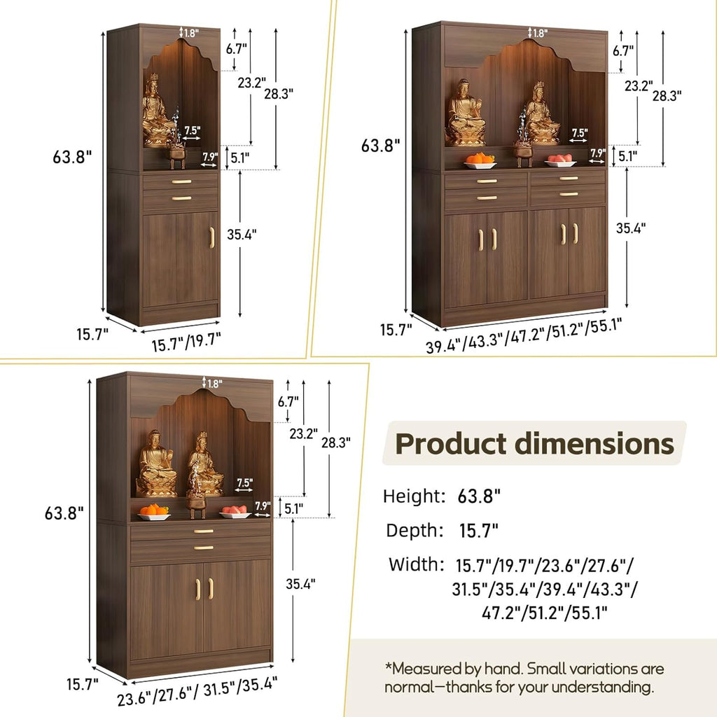 Altar Table, Solid Wood Meditation Prayer Table, Chinese Feng Shui Buddhist Altar Cabinet, Pooja Cabinet for Home or Temple Worship