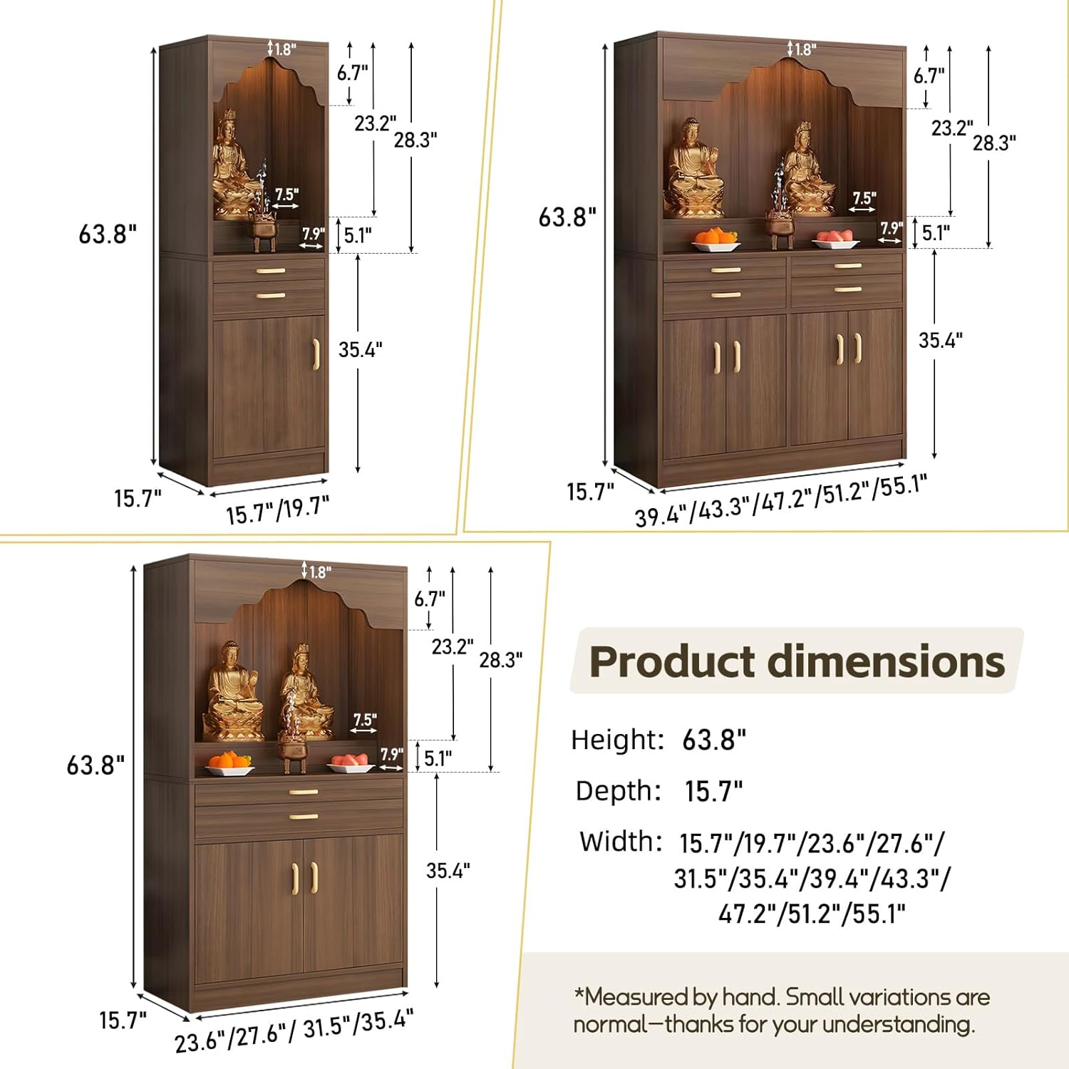 Altar Table, Solid Wood Meditation Prayer Table, Chinese Feng Shui Buddhist Altar Cabinet, Pooja Cabinet for Home or Temple Worship