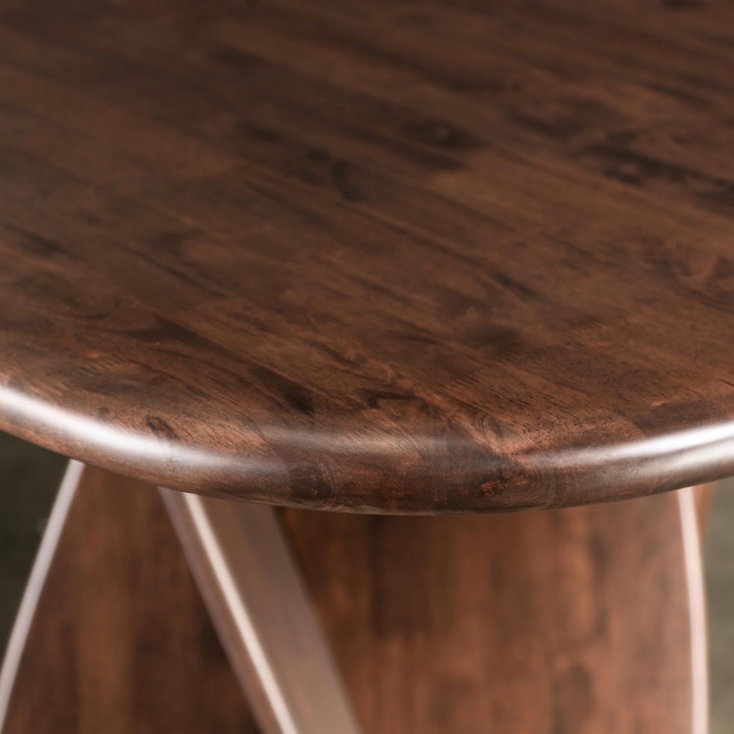 Furniture of America Nazaen XI Mid-Century Modern Solid Wood 82.6-inch Live Edge Oval Dining Table with Sculptural Double Pedestal Base for Home Kitchen, Dinette, Rich Walnut