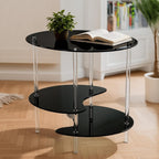 Acrylic Side Table 3 Tier Small End Table Furniture with 3 Storage Shelves NightStand Drink Desk for Couch Laundry Entryway, Black
