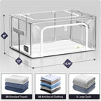 Sorbus Storage Bins with Metal Frame - Stackable & Foldable Clothes Organizer Bags - Clear Soft Plastic Storage Containers (4 Pack, Small)