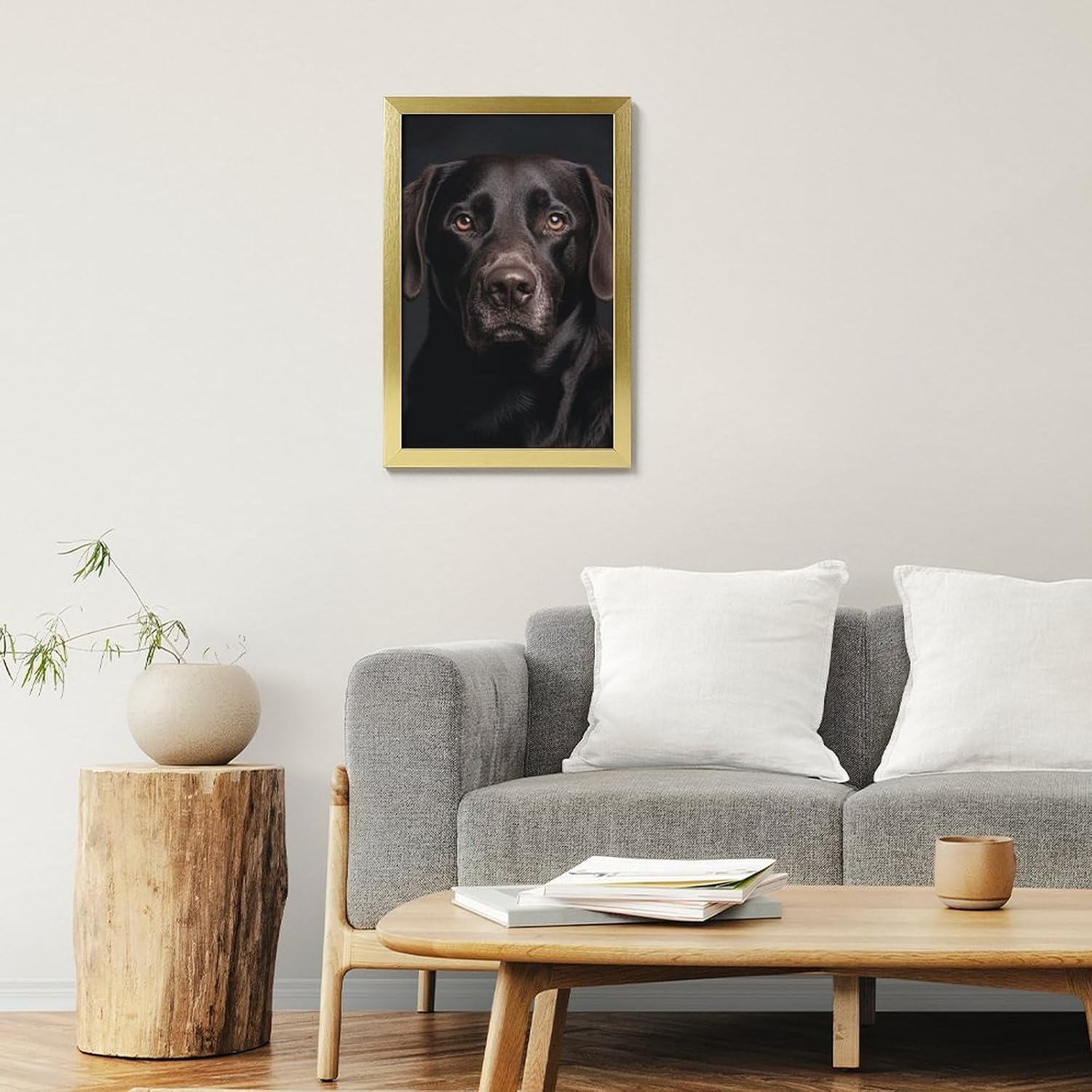 TecLikcL Personalized Modern Prints for Home Decorations, Canvas Black Lab Dog Art Pictures for Hanging Wall, Decor Frame Painting Golden for Living Room, Bedroom, Bathroom 08x12inch(20x30cm)