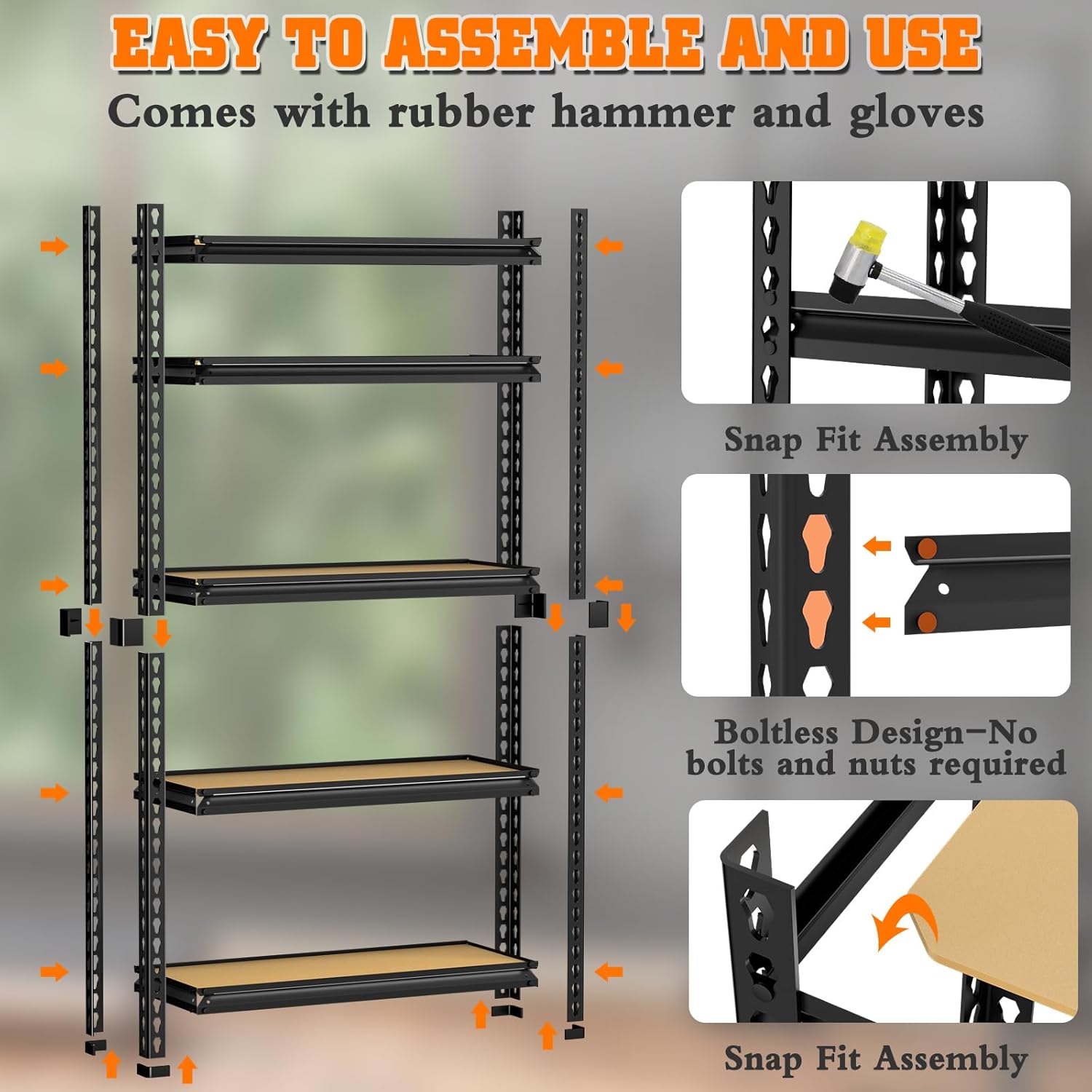 LEVELEVE 5-Tier Storage Shelving Unit, Metal, for Kitchen, Garage, Laundry Room, Adjustable, 30" L x 12" W x 60" H, Rectangular