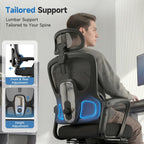Ergonomic Office Chair with Footrest, 90-145° Reclining Gaming Chair with Adjustable Lumbar Support & Headrest, High Back Mesh Computer Chair for Home Office, 350lbs Capacity