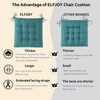 ELFJOY Rocking Chair Cushion Large Rocking Chair Pads with Ties Premium Linen High Back and Seat Cushion 2 Piece Set Linen Retro Blue