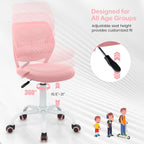 Giantex Kids Desk Chair, Adjustable Children Study Chair, Swivel Armless Mesh Task Office Chair, Computer Desk Chair with Adjustable Height & Lumbar Support, Pink