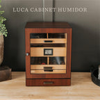 CASE ELEGANCE Monogrammed Luca Cabinet Humidor with Thick Cedar, Easy humidification System, Accurate Digital Hygrometer - Brown