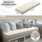 Wenqik Bench Cushion 40x20x4 Inch for Indoor Outdoor Furniture Tufted Thicken Bay Window Seat Cushion Non Slip Waterproof Dining Piano Bench Pad Pillow Anti Cat Scratch for Patio Porch Swing, Beige