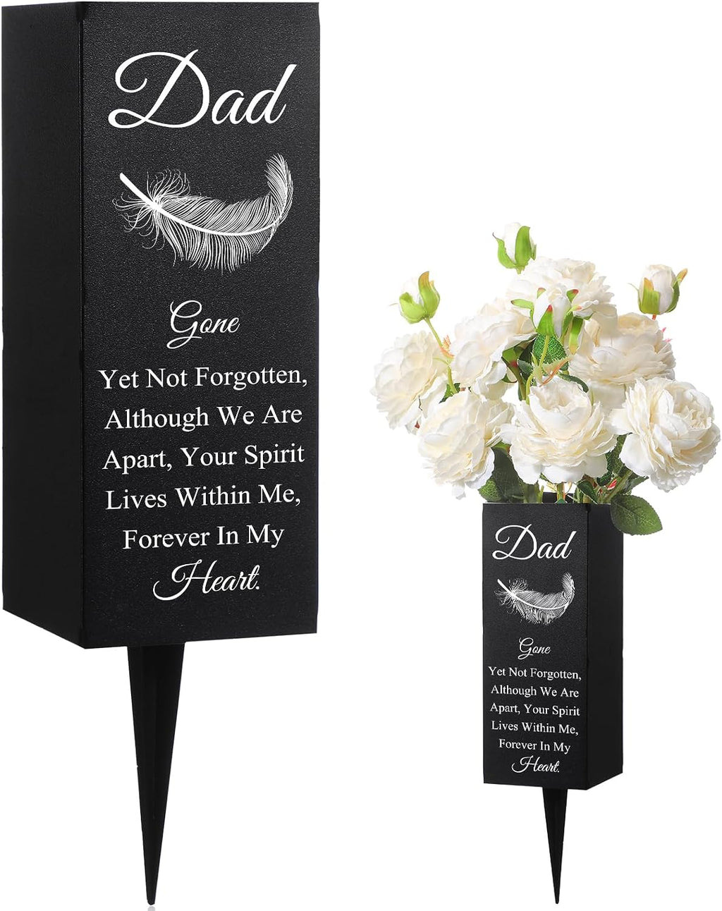 Geosar Dad Grave Decorations for Cemetery Father's Day Metal Grave Vases Decor Father Memorial Cemetery Flower Holder with Spike Dad Floral Graveyard Decorations for Burial Ground Lawn Yard Funeral