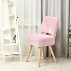 Vanity Stool Chair with Storage & Folding Back, Faux Rabbit Fur Soft Padded Seat Ottoman, 4 Solid Wood Legs Anti-Slip Feet, Small Stool for Vanity Desk for Makeuproom, Bedroom 15.7”x12.5”x28.7”（Pink）