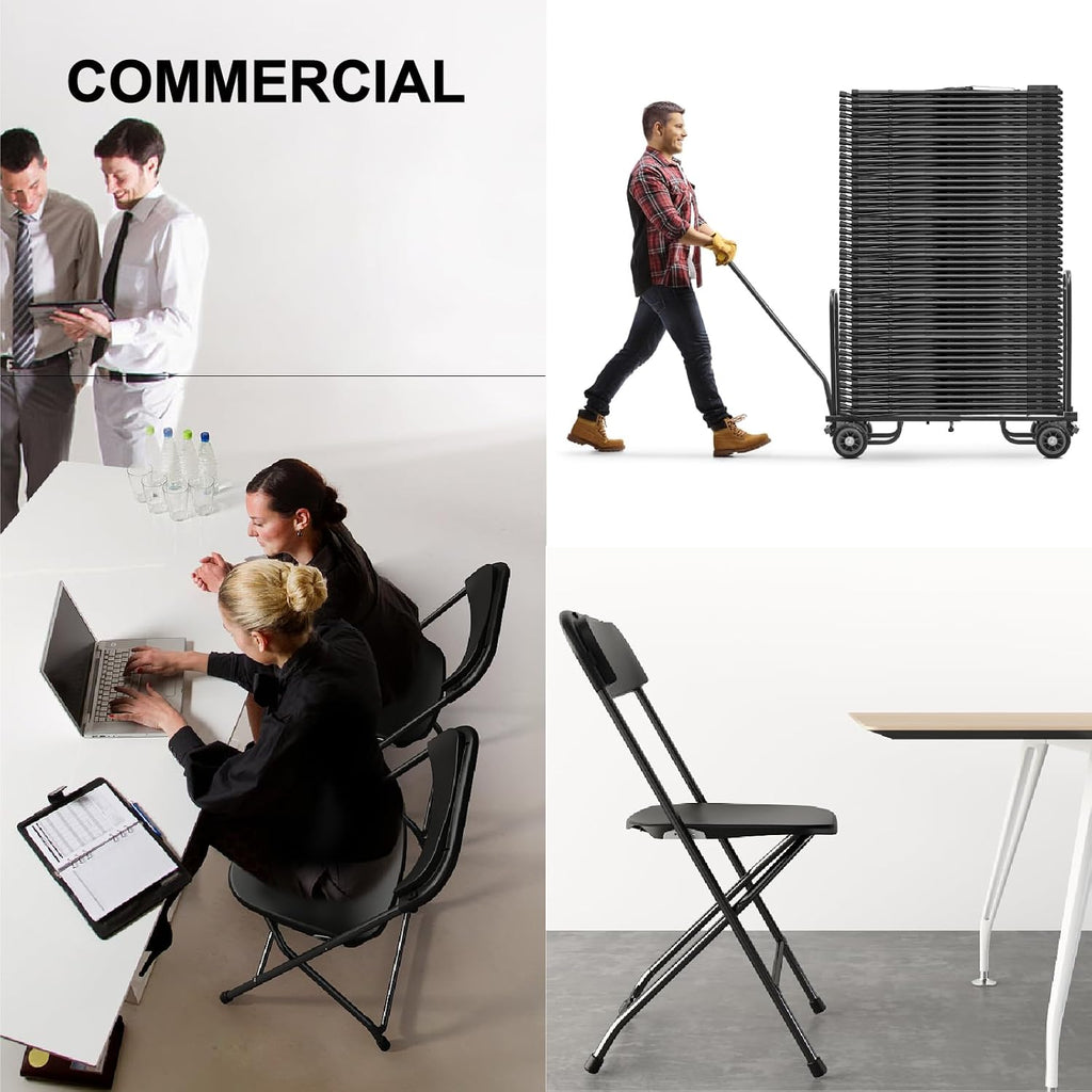 White Folding Chairs 10 Pack, Portable Party Chairs, Plastic Folding Chair,Stackable Commercial Seats with Steel Frame for Office Wedding Party Patio Dinning Events, 350lbs Capacity