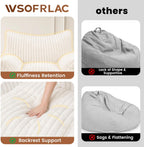 Giant Plush Bean Bag Chairs for Adults & Kids, Large Comfy Reading Chair for Bedroom with Ottoman Footrest, Accent Chairs for Living Room, Cozy Fluffy Single Cloud Couch,White