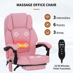 Massage Office Chair with Heat 6 Vibration Points,High Back & Heat, Executive Desk Chair,Big and Tall Office Chair 400lbs, Comfortable Ergonomic Reclining Managerial Chair, PU Leather Pink