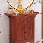 Large-Capacity Prayer Cabinet, Altar Table with Drawers, Solid Thickened Bamboo Board with Retro and Elegant Chinese carvings, Suitable for Entrance, Living Room, Bedroom 68cm