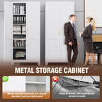 47''Storage Cabinet ,Pantry Cabinet with Doors and Shelves,Tall Kitchen Pantry Cabinet, White Metal KitchenStorage Cabinets, Freestanding Cupboard for Laundry Bathroom Living Room, Assemble Required