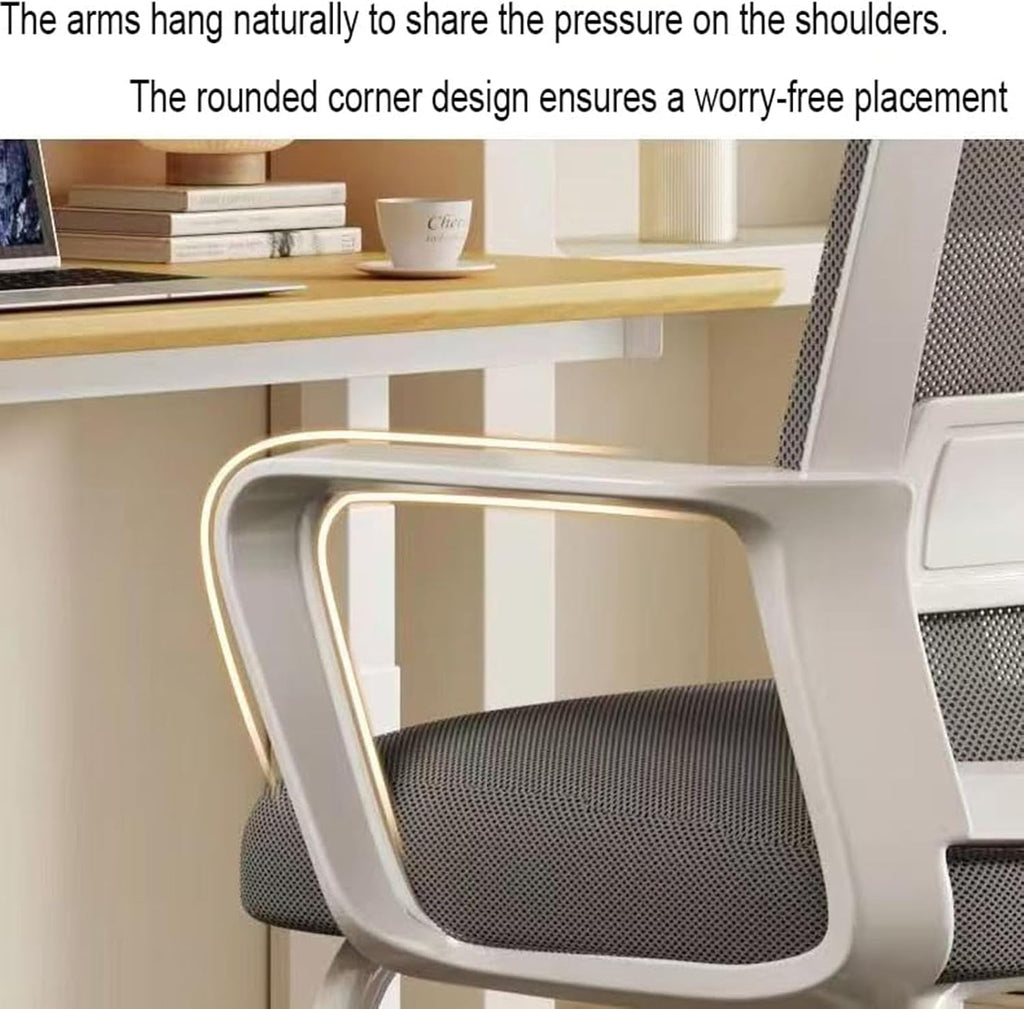 Ergonomic Office Chair with Mesh Back, Office Chairs with Lumbar Support, Computer Desk Chair for Home, Study or Work (White, 1PK)